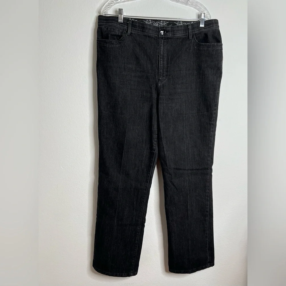Gloria Vanderbilt Straight Leg Jeans Women's 18 Average Black 5-Pocket High Rise - Picture 1 of 10